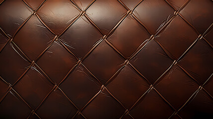 Close-up texture of diamond-shaped stitched genuine leather
