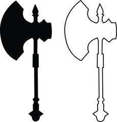 Axe icons set. Outline axe tool flat or line icon collection isolated on transparent background. Firefighter simple wood axe silhouette vector for web and app design, lumberjack symbol medieval weapon