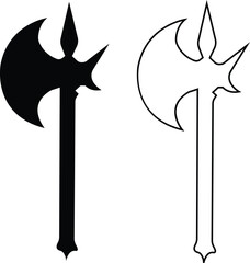 Axe icons set. Outline axe tool flat or line icon collection isolated on transparent background. Firefighter simple wood axe silhouette vector for web and app design, lumberjack symbol medieval weapon