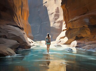 Person Walking Through a Canyon