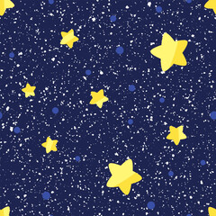 Starry galaxy seamless repeat pattern