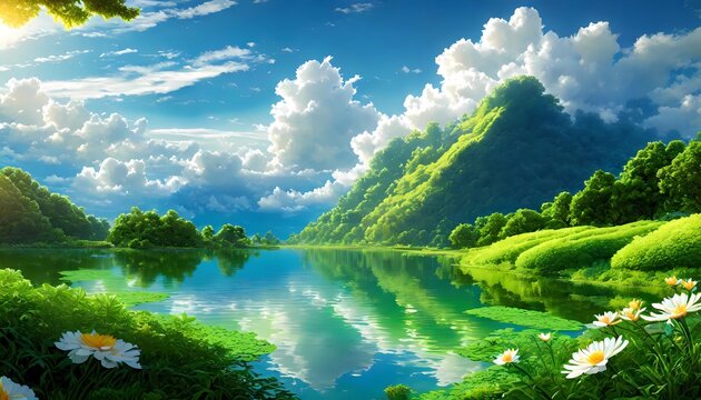 Digital art collection featuring vibrant and detailed scenes that blend elements of fantasy with realism. Each image is a creative exploration of themes such as serene nature landscapes