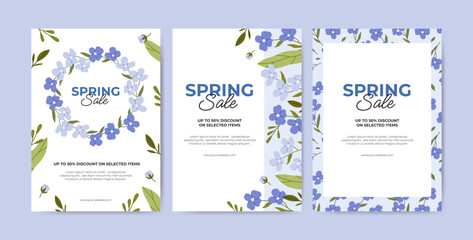 Set of spring sale banner - obrazy, fototapety, plakaty