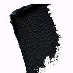 Black brush stroke of acrylic or oil paint on a white background