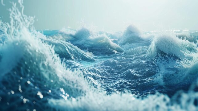 bright image of the rough sea with waves. 