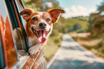 Jack Russell Terrier Dog in a car