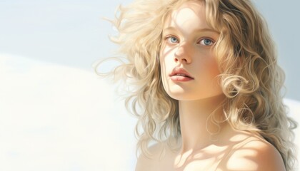 Fototapeta premium Woman with blonde hair and blue eyes. 