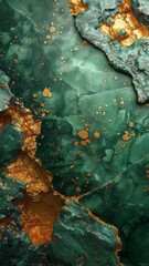 Green marble background with hints of gold and copper
