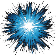 Illustration of a blue comic explosion on a transparent background