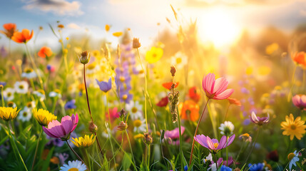 Belo girassol florescendo em um exuberante jardim sob a suave luz natural