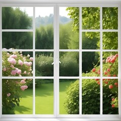Naklejka premium vista from the garden window in high definition (hd) creative photography image