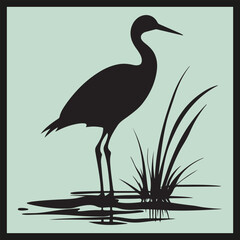 Obraz premium heron on the beach, Jacana black silhouette set vector