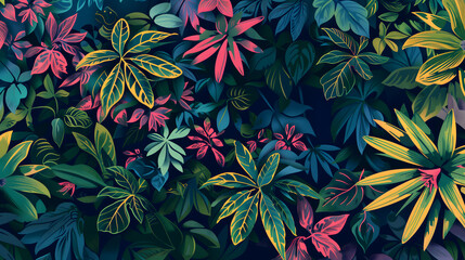 colourful illustration plants background minimalist style