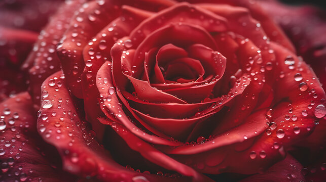Rosa Vermelha Vibrante Luz Natural Suave e Orvalho nas Pétalas Fotografada com Lente 50mm