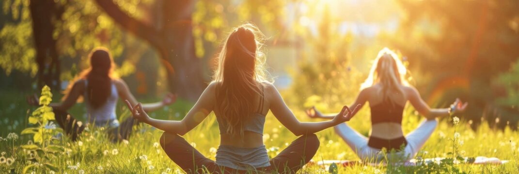 yoga session in the park. 