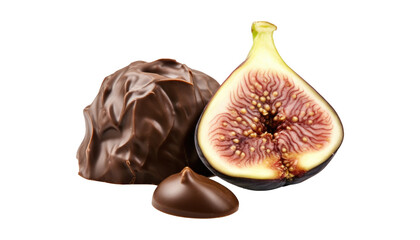 A fig chocolate candy isolated on transparent background.