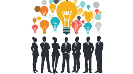 Business Teamwork With Ideas Vector Illustration Gra