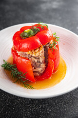 stuffed pepper meat and rice filling fresh food tasty healthy eating cooking appetizer meal food snack on the table copy space food