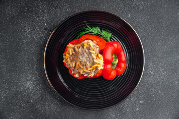 stuffed pepper meat and rice filling fresh food tasty healthy eating cooking appetizer meal food snack on the table copy space food