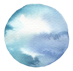 PNG Art circle hand drawn brushstroke painting smear ink watercolor blot. Abstract blue wet stain on transparent background.