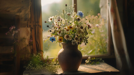 Um belo jardim capturado em close com uma lente de 50mm sob uma suave luz natural