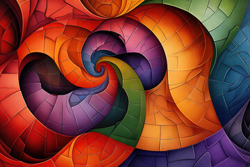 Mosaic colorful wallpaper of different shapes, generative AI.