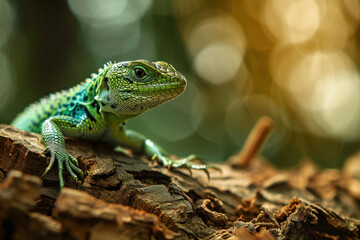 Fototapeta premium green lizard on a branch