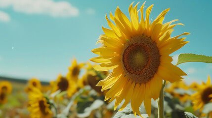 Girassol radiante sob o sol um closeup vivo e vibrante em um campo ensolarado