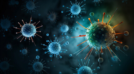 Obraz premium Exploring the Microscopic Landscape.Bacterial Ballet