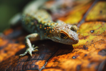 Salamander on a leaf