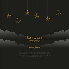 Ramadan kareem flat design greeting card arabic text design