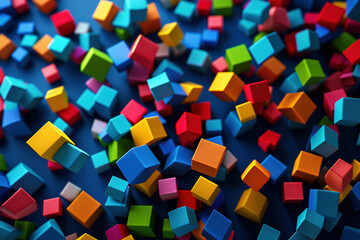 Abstract wallpaper made of same sized colorful blocks cubes. Ai generated.