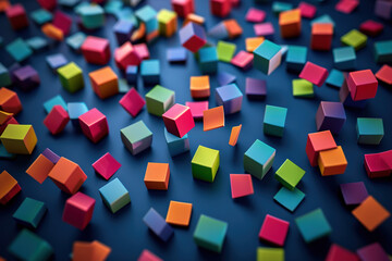 Abstract colorful 3d background made of cubes. Full HD Background.