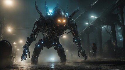 A Halloween night when a dragon demon has been corrupted by a virus that turns it into a alien cyborg.  