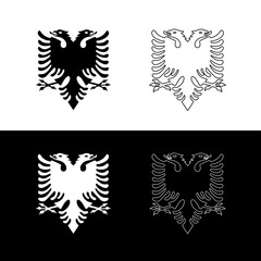 Fototapeta premium Eagle illustration. Albanian coat of arms, double-headed eagle. State symbol of the Republic of Albania.
