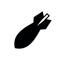 Bomb icon. Air bomb, symbol of war, bombardment or explosion. Powerful offensive weapon. Isolated vector illustration on a white background.