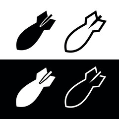 Bomb icon. Air bomb, symbol of war, bombardment or explosion. Powerful offensive weapon. Isolated vector illustration on a white background.