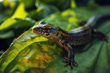 Salamander on a leaf