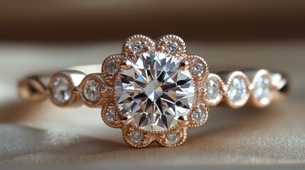 Fototapeta premium A vintage-inspired ring with an antique or heirloom diamond is perfect for someone with a unique and personal style