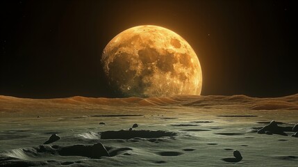 Full moon in the space. 3D rendered illustration. Moon surface