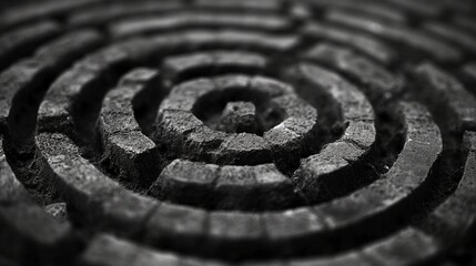 Fototapeta na wymiar Spiral shape of a stone labyrinth. 3d rendering