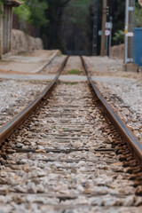 Fototapeta na wymiar train tracks, road network of the Soller train, Majorca, Balearic Islands, Spain
