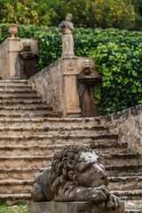 Obraz premium Raixa, public property, monumental staircase and temple of Apollo, municipality of Bunyola, Majorca, Balearic Islands, Spain