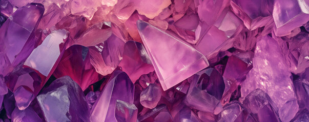 Pink purple crystals, closeup macro detail - abstract crystalline background. Generative AI