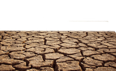 Realistic image of dry and cracked land on transparent background PNG.