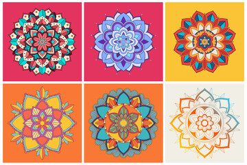 Mandala Vintage decorative Set vector Background