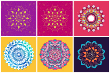 Mandala Vintage decorative Set vector Background