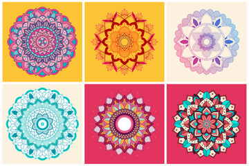 Mandala Vintage decorative Set vector Background
