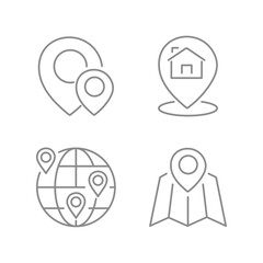 Vector flat icon. Four navigation and address icons. Gray icon on isolated on white background. Perfect for your creative idea.