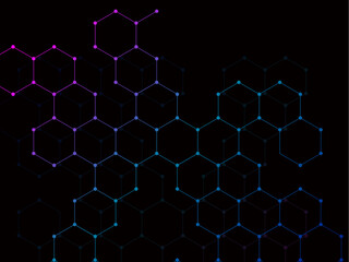 Hexagonal molecules background, molecular structure of DNA. Vector illustration